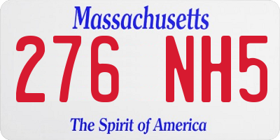 MA license plate 276NH5