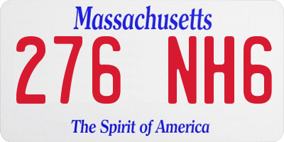 MA license plate 276NH6