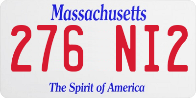 MA license plate 276NI2