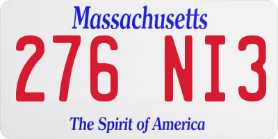 MA license plate 276NI3