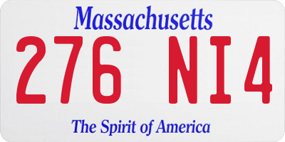 MA license plate 276NI4