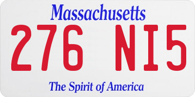 MA license plate 276NI5