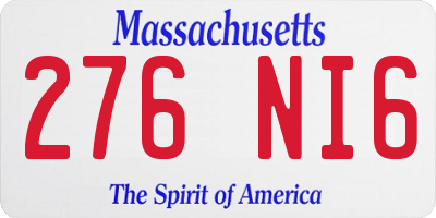 MA license plate 276NI6