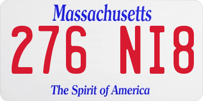 MA license plate 276NI8