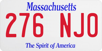 MA license plate 276NJ0