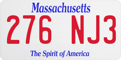 MA license plate 276NJ3