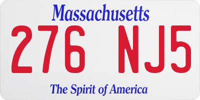 MA license plate 276NJ5