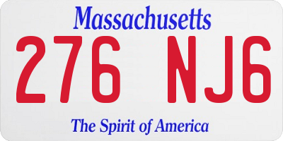MA license plate 276NJ6