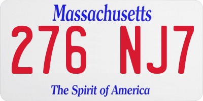 MA license plate 276NJ7