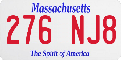 MA license plate 276NJ8