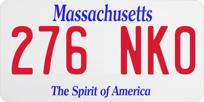 MA license plate 276NK0