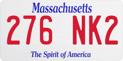 MA license plate 276NK2