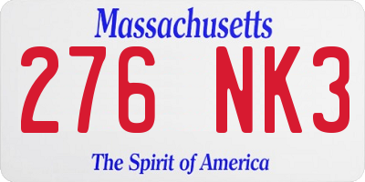 MA license plate 276NK3