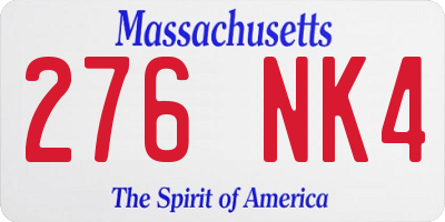 MA license plate 276NK4