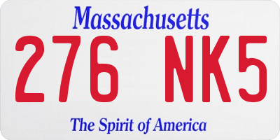 MA license plate 276NK5
