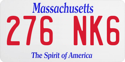 MA license plate 276NK6