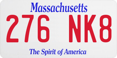 MA license plate 276NK8