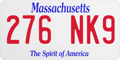 MA license plate 276NK9