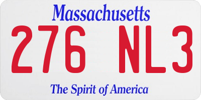 MA license plate 276NL3