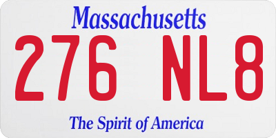 MA license plate 276NL8