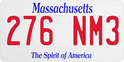 MA license plate 276NM3