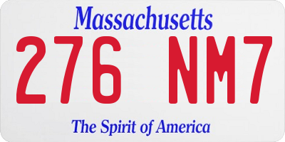 MA license plate 276NM7