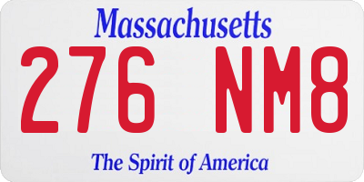 MA license plate 276NM8