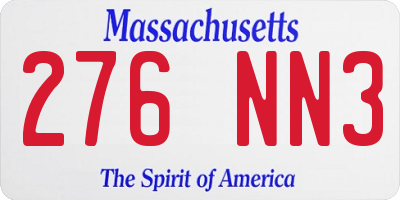 MA license plate 276NN3