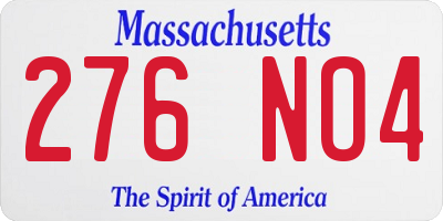 MA license plate 276NO4