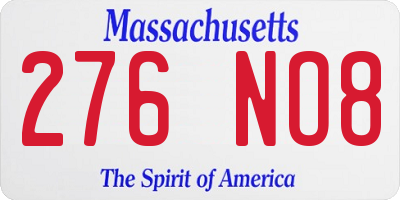 MA license plate 276NO8