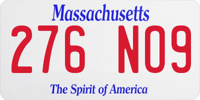 MA license plate 276NO9