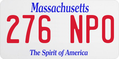 MA license plate 276NP0