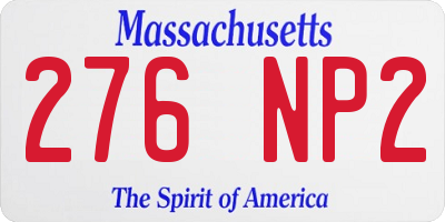 MA license plate 276NP2