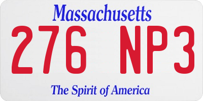 MA license plate 276NP3