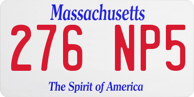 MA license plate 276NP5
