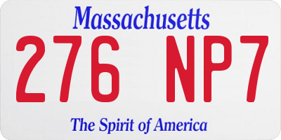 MA license plate 276NP7