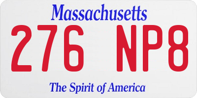 MA license plate 276NP8