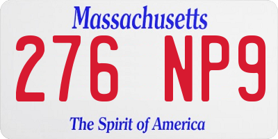 MA license plate 276NP9