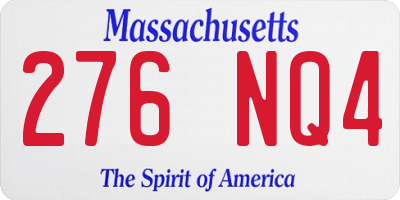 MA license plate 276NQ4