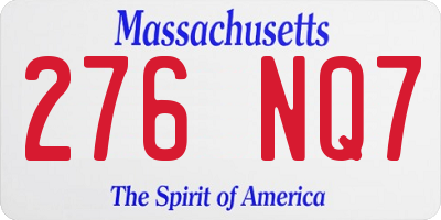 MA license plate 276NQ7