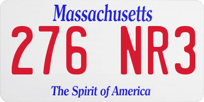 MA license plate 276NR3