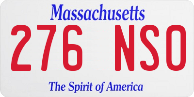 MA license plate 276NS0