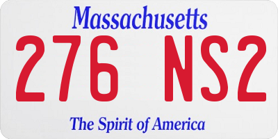 MA license plate 276NS2