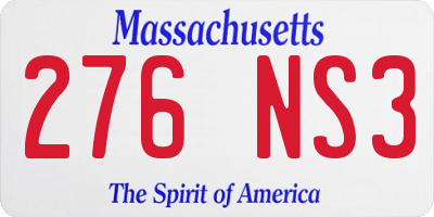 MA license plate 276NS3