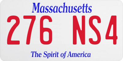 MA license plate 276NS4