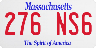 MA license plate 276NS6