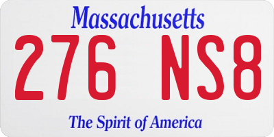MA license plate 276NS8