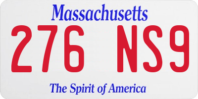 MA license plate 276NS9