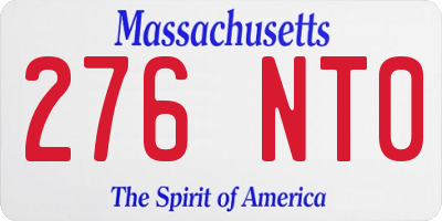 MA license plate 276NT0