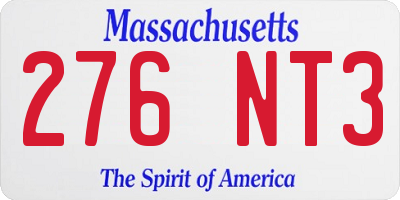 MA license plate 276NT3
